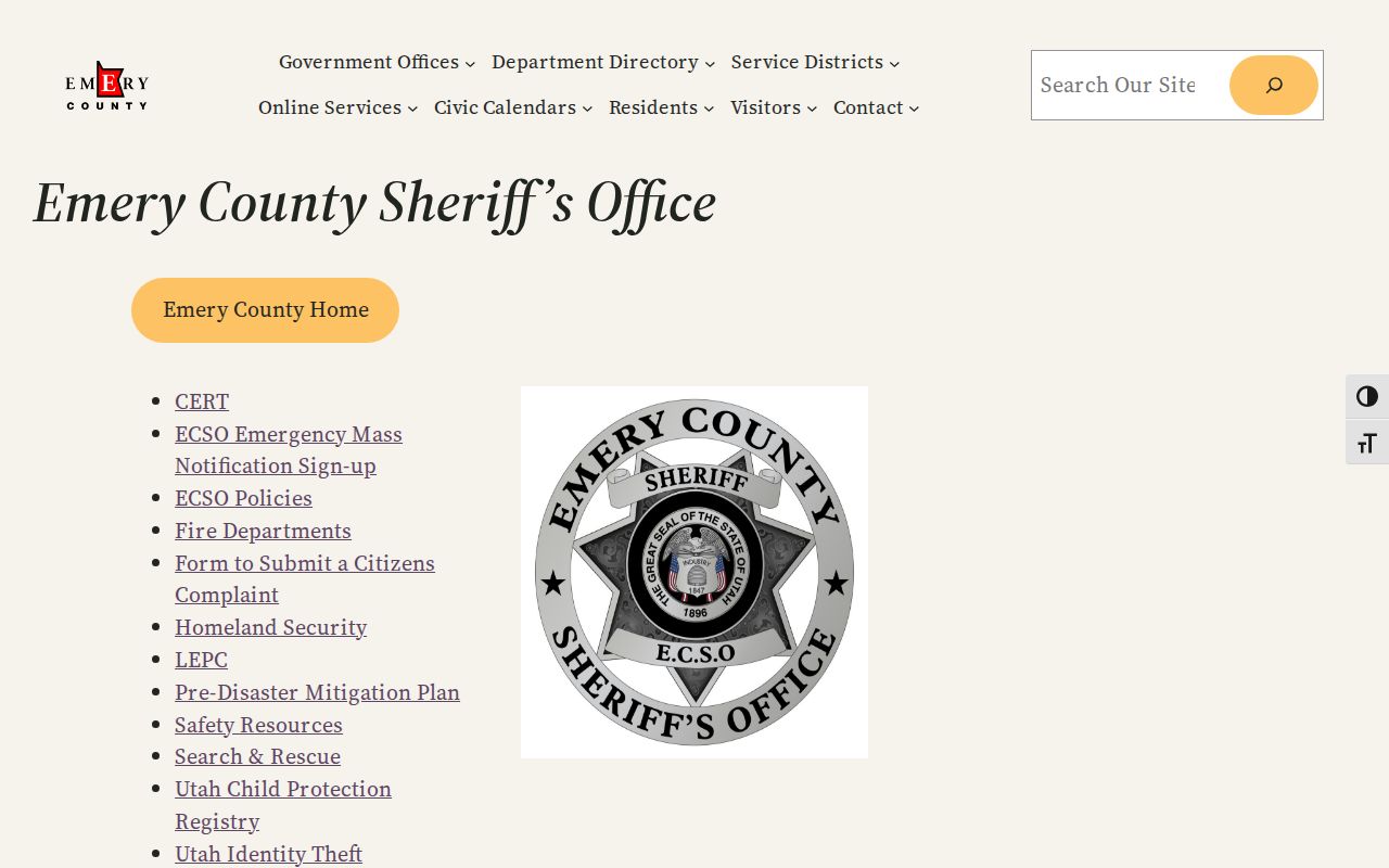 Emery County Sheriff's Office arrest and booking records channel