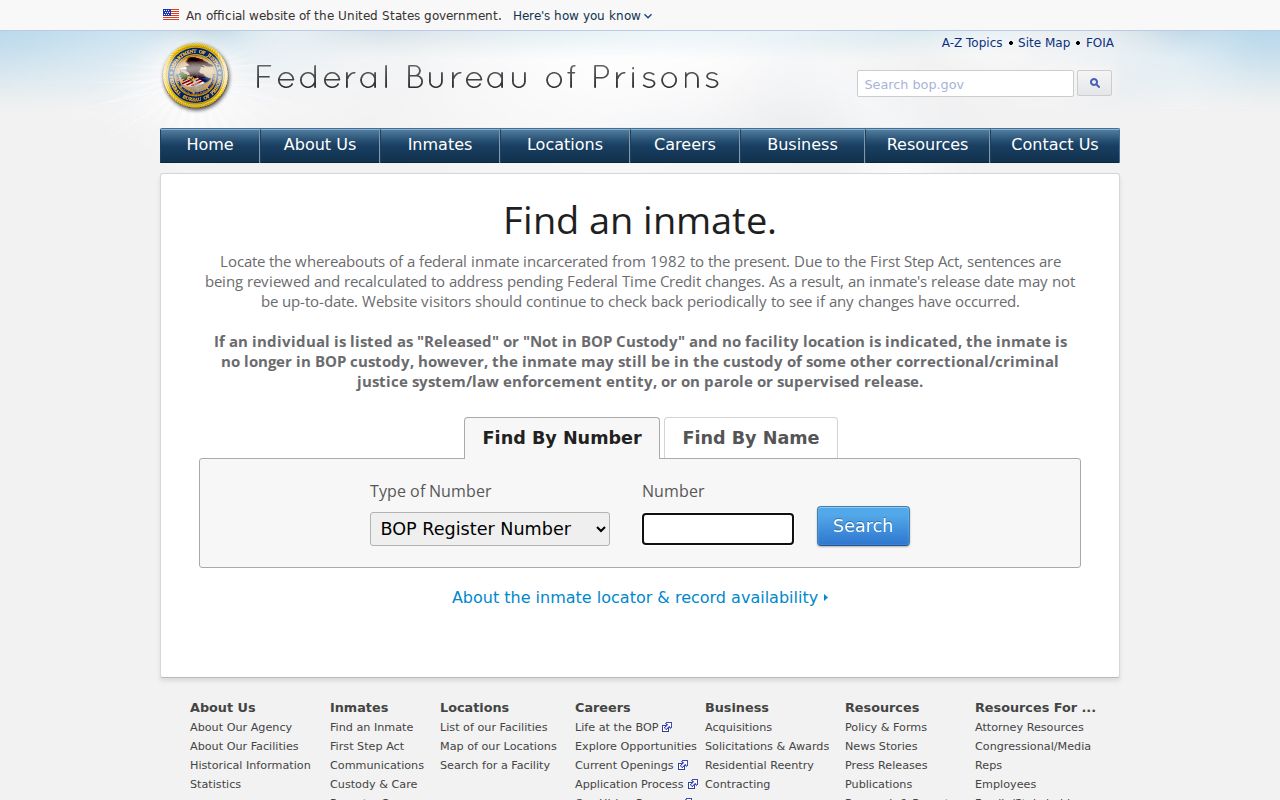 Federal inmate locator distinguished from Emery County arrest records