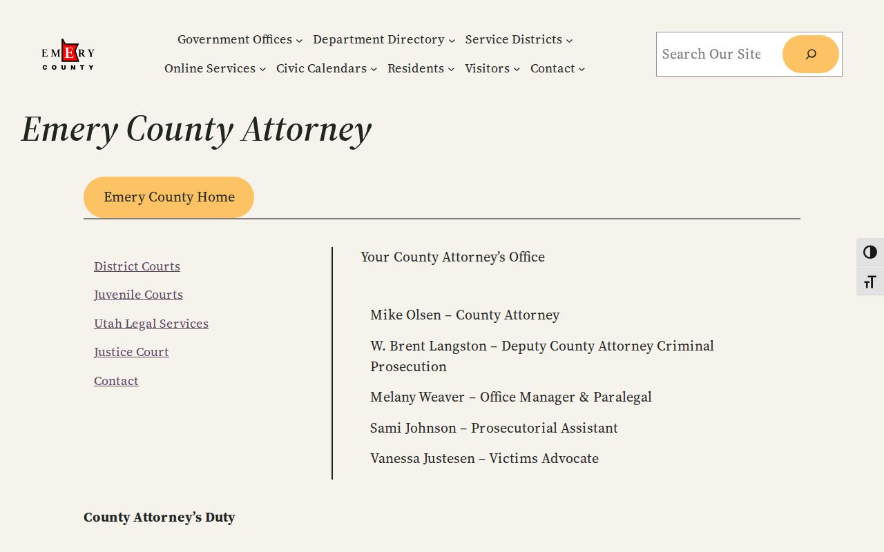 Emery County Attorney role in criminal court case filings