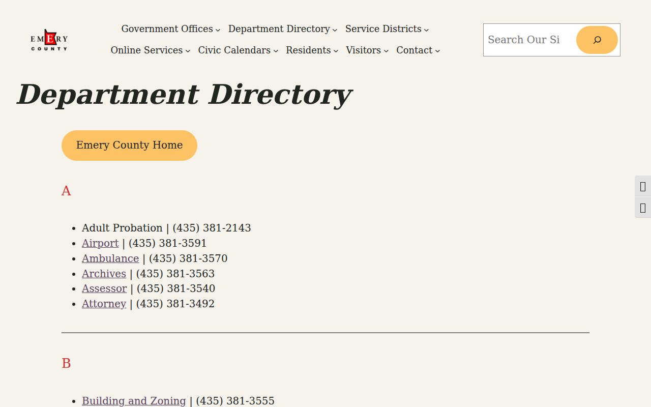 Ferron criminal history department directory in Emery County