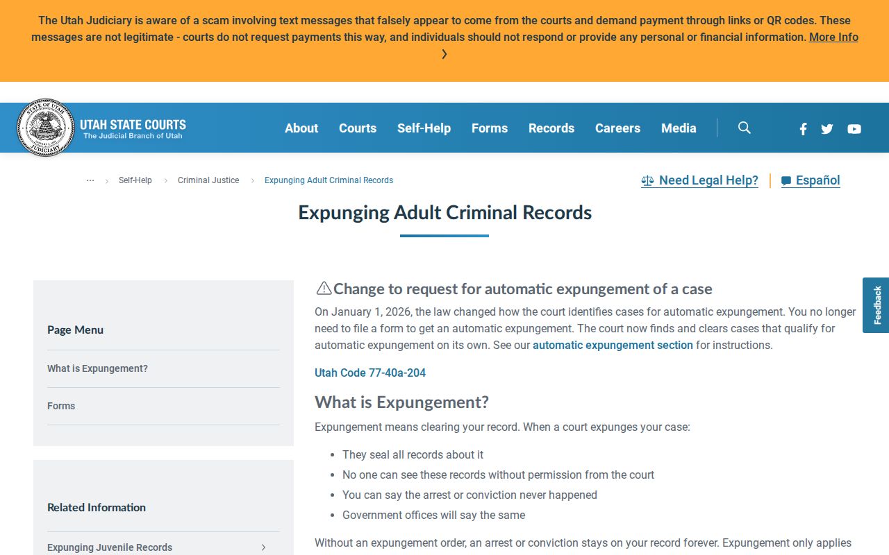 Emery County criminal history Utah expungement process